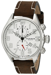 Akribos XXIV Essential Srebrny/Skóra Ø46 mm AK706BR