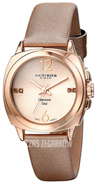 Akribos XXIV Diamond Różowe złoto/Satyna Ø30 mm AK742RG