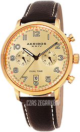 Akribos XXIV Żółte złoto/Skóra Ø42 mm AK1023YGBR