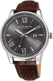 Akribos XXIV Perforated Szary/Skóra Ø42 mm AK1048GNBR