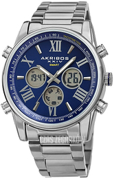 Akribos XXIV Niebieski/Stal Ø45 mm AK1095SSBU