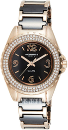Akribos XXIV Crystal Czarny/Stal w kolorze różowego złota Ø39 mm AK514RG