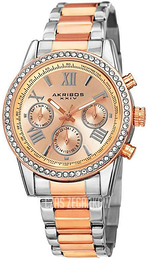 Akribos XXIV Crystal Różowe złoto/Stal w kolorze różowego złota Ø36 mm AK872TTRG