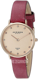 Akribos XXIV Diamond Różowe złoto/Skóra Ø28 mm AK882PK