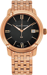 Alexander Heroic Czarny/Stal w kolorze różowego złota Ø40 mm A111B-07