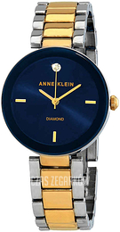 Anne Klein Diamond Niebieski/Stal w odcieniu złota Ø32 mm AK/1363NVTT