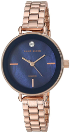 Anne Klein Diamond Niebieski/Stal w kolorze różowego złota Ø30 mm AK/3386NMRG