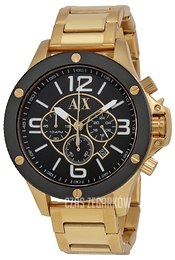Armani Exchange Street Czarny/Stal w odcieniu złota Ø48 mm AX1511