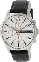 Armani Exchange Dress Srebrny/Skóra Ø46 mm AX2165