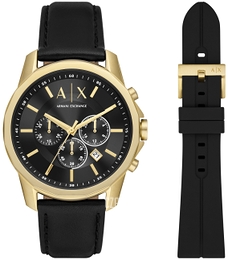 Armani Exchange Banks Czarny/Skóra Ø44 mm AX7133SET