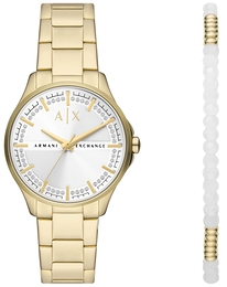 Armani Exchange Lady Hampton Biały/Pozlacana Ø36 mm AX7139SET