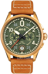AVI-8 Spitfire Zielony/Skóra Ø42 mm AV-4089-02