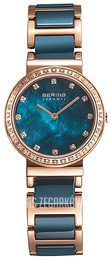 Bering Ceramic Niebieski/Stal w kolorze różowego złota Ø29 mm 10729-767