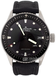 Blancpain Fifty Fathoms Czarny/Skóra Ø43 mm 5071-1110-B52A