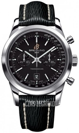 Breitling Transocean Chronograph Czarny/Skóra Ø38 mm A4131012-BC06-218X-A18BA.1