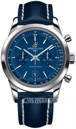 Breitling Transocean Chronograph Niebieski/Skóra Ø38 mm A4131012-C862-113X-A18BA.1