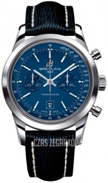 Breitling Transocean Chronograph Niebieski/Skóra Ø38 mm A4131012-C862-220X-A18BA.1