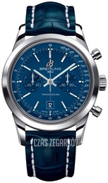 Breitling Transocean Chronograph Niebieski/Skóra Ø38 mm A4131012-C862-718P-A18BA.1