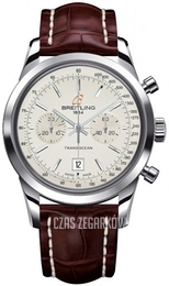 Breitling Transocean Chronograph Srebrny/Skóra Ø38 mm A4131012-G757-724P-A18BA.1