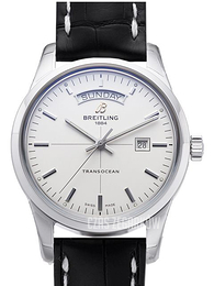 Breitling Transocean Day & Date Srebrny/Skóra Ø43 mm A4531012-G751-743P-A20BA.1