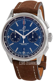 Breitling Premier B01 Chronograph 42 Niebieski/Skóra Ø42 mm AB0118221C1X1