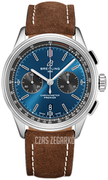 Breitling Premier B01 Chronograph 42 Niebieski/Skóra Ø42 mm AB0118A61C1X1