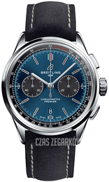 Breitling Premier B01 Chronograph 42 Niebieski/Skóra Ø42 mm AB0118A61C1X2