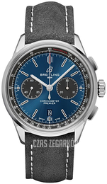 Breitling Premier B01 Chronograph 42 Niebieski/Skóra Ø42 mm AB0118A61C1X4