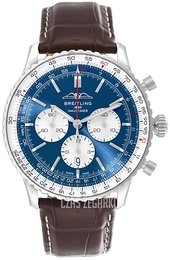 Breitling Navitimer B01 Chronograph 46 Niebieski/Skóra Ø46 mm AB0137211C1P1