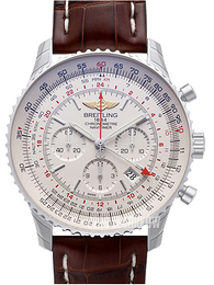 Breitling Navitimer GMT Srebrny/Skóra Ø48 mm AB044121-G783-756P-A20BA.1