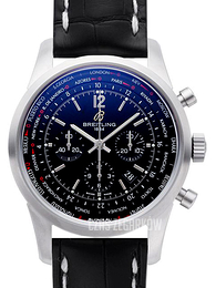 Breitling Transocean Chronograph Czarny/Skóra Ø46 mm AB0510U6-BC26-760P-A20BASA.1