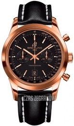 Breitling Transocean Chronograph Czarny/Skóra Ø38 mm R4131012-BC07-428X-R18BA.1