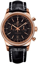 Breitling Transocean Chronograph Czarny/Skóra Ø38 mm R4131053-BC07-728P-R18BA.1