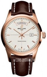 Breitling Transocean Day & Date Srebrny/Skóra Ø43 mm R4531012-G752-437X-R20BA.1