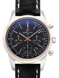 Breitling Transocean Chronograph Czarny/Skóra Ø43 mm UB015212-BC74-743P-A20BA.1