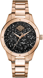 Bulova Harley-Davidson Czarny/Stal w kolorze różowego złota Ø35 mm 77L108