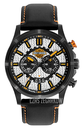 Bulova Harley-Davidson Srebrny/Skóra Ø38 mm 78B128