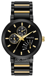 Bulova Bracelet Czarny/Stal w odcieniu złota Ø45 mm 98C124
