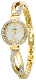Bulova Crystal Biały/Stal w odcieniu złota Ø22 mm 98L122