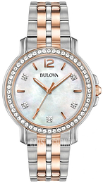 Bulova Crystal Srebrny/Stal w kolorze różowego złota Ø32 mm 98L242