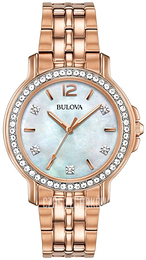 Bulova Crystal Srebrny/Stal w kolorze różowego złota Ø32 mm 98L243