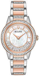 Bulova Crystal Biały/Stal w kolorze różowego złota Ø32.5 mm 98L246