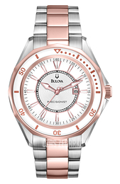 Bulova Winter Park Biały/Stal w kolorze różowego złota Ø36 mm 98M113