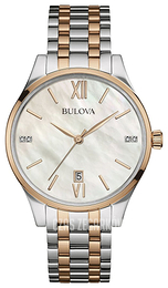 Bulova Diamond Srebrny/Stal w kolorze różowego złota Ø36 mm 98P150