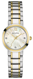 Bulova Diamond Biały/Stal w odcieniu złota Ø26 mm 98P151