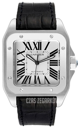 Cartier Santos Santos 100 Srebrny/Skóra 51.1x41.3 mm W20073X8