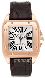Cartier Santos Santos 100 Srebrny/Skóra 38x38 mm W20095Y1