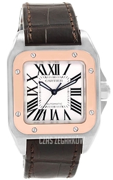 Cartier Santos Santos 100 Srebrny/Skóra 32x32 mm W20107X7