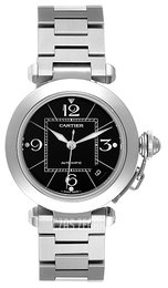 Cartier Pasha Czarny/Stal Ø35 mm W31076M7