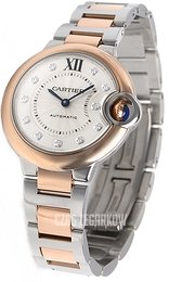 Cartier Ballon Blue Srebrny/18 karatowe różowe złoto Ø33 mm W3BB0006